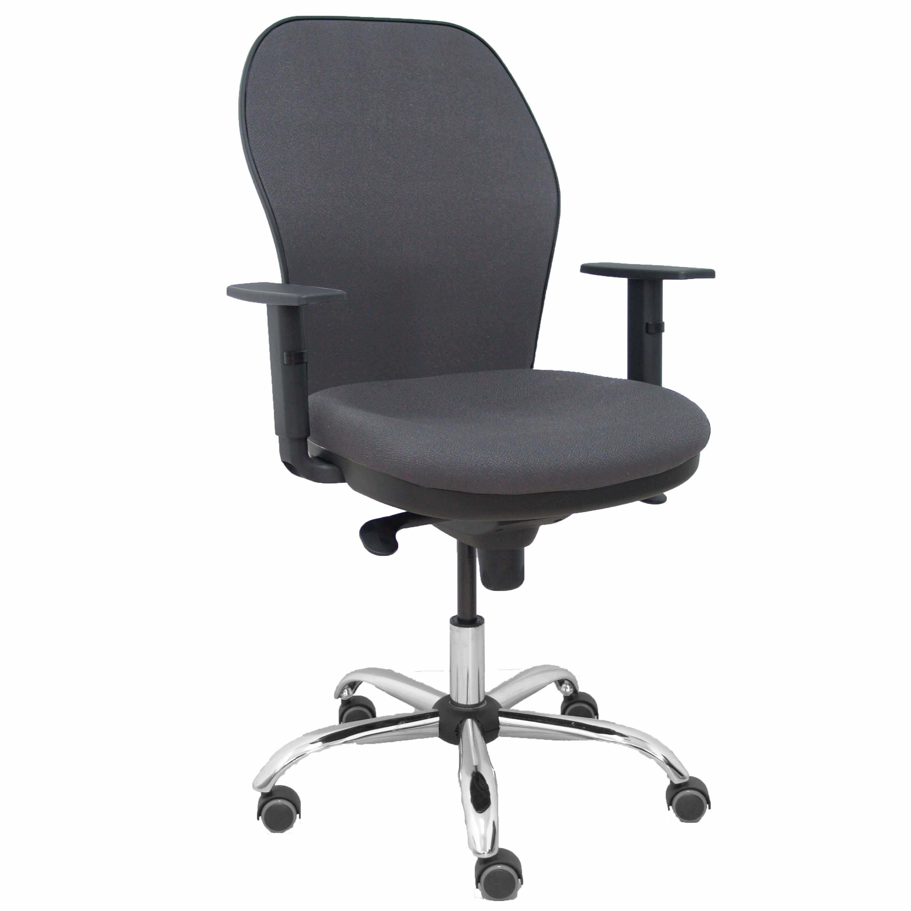 Silla Jorquera respaldo bali gris oscuro asiento bali gris oscuro base cromada y ruedas parqué