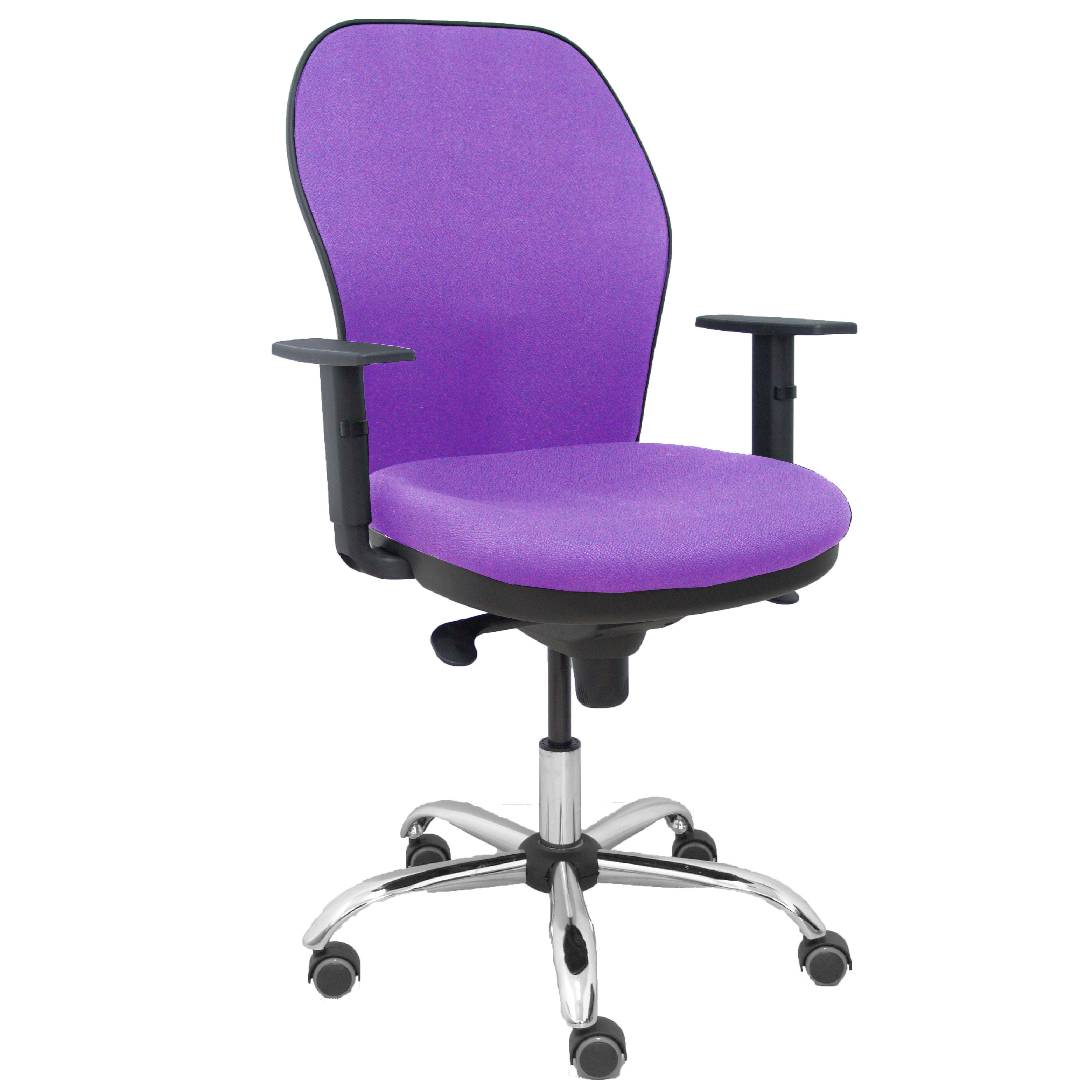 Silla Jorquera respaldo bali lila asiento bali lila base cromada y ruedas parqué