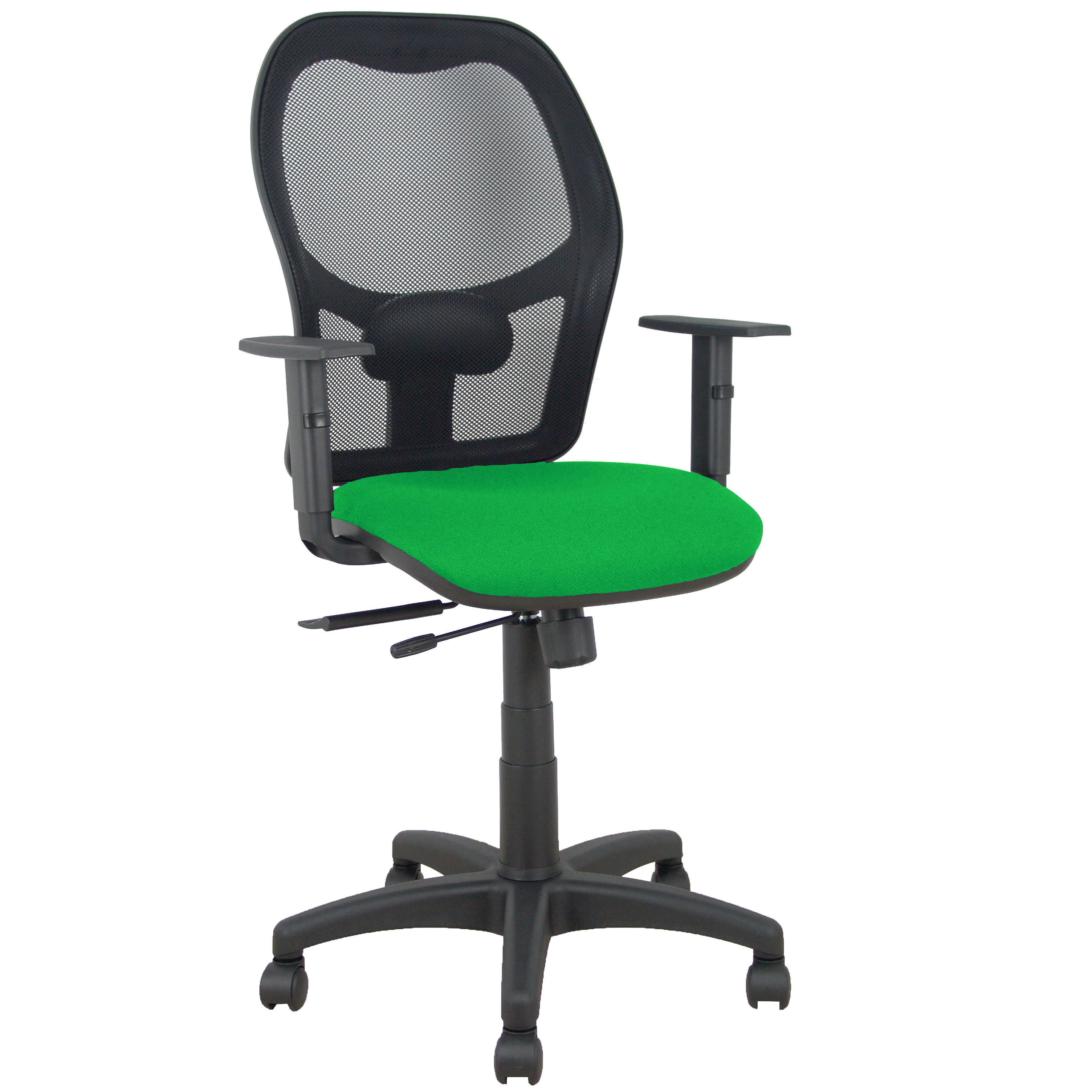 Silla Alocén traslack malla negra asiento bali verde brazos regulables