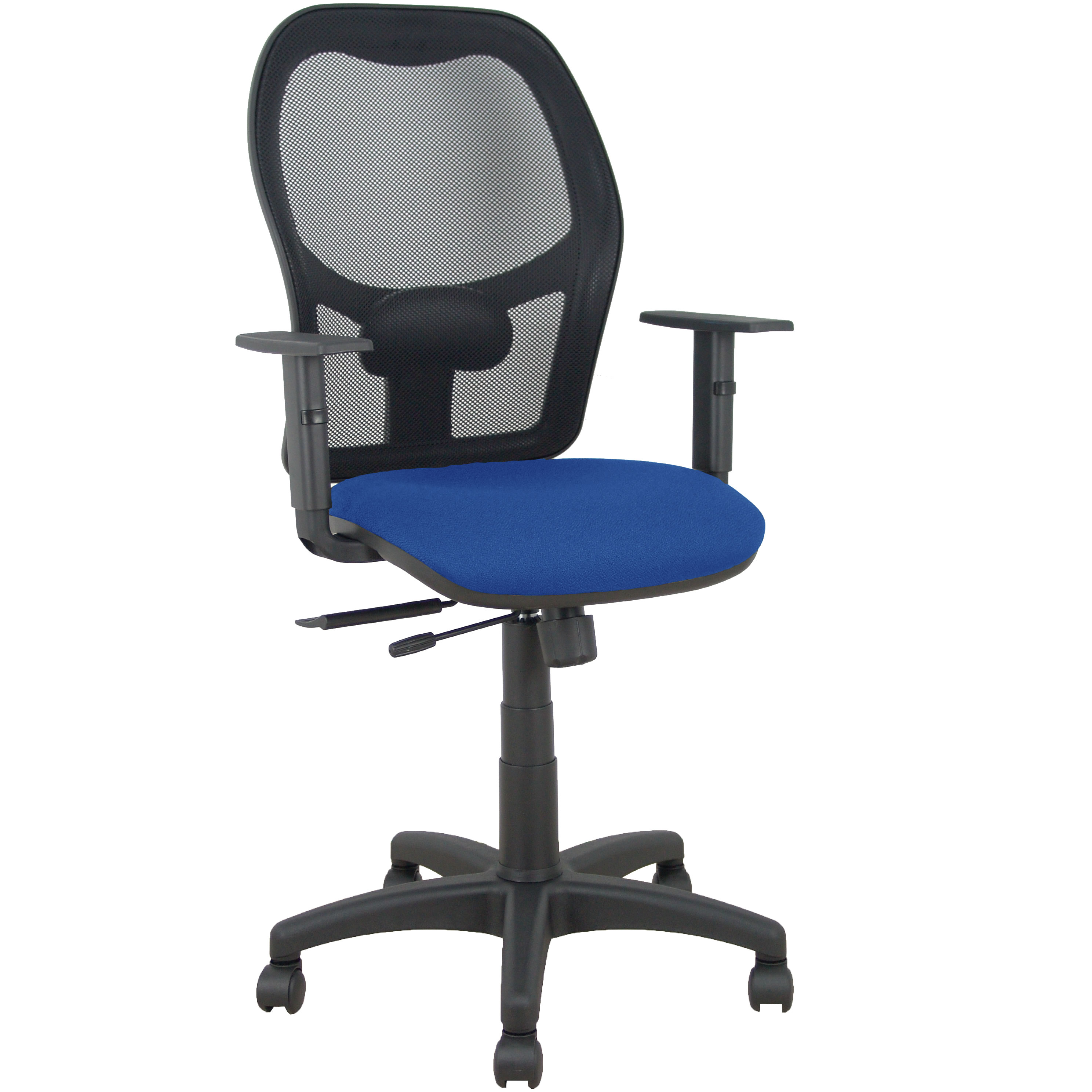 Silla Alocén traslack malla negra asiento bali azul marino brazos regulables