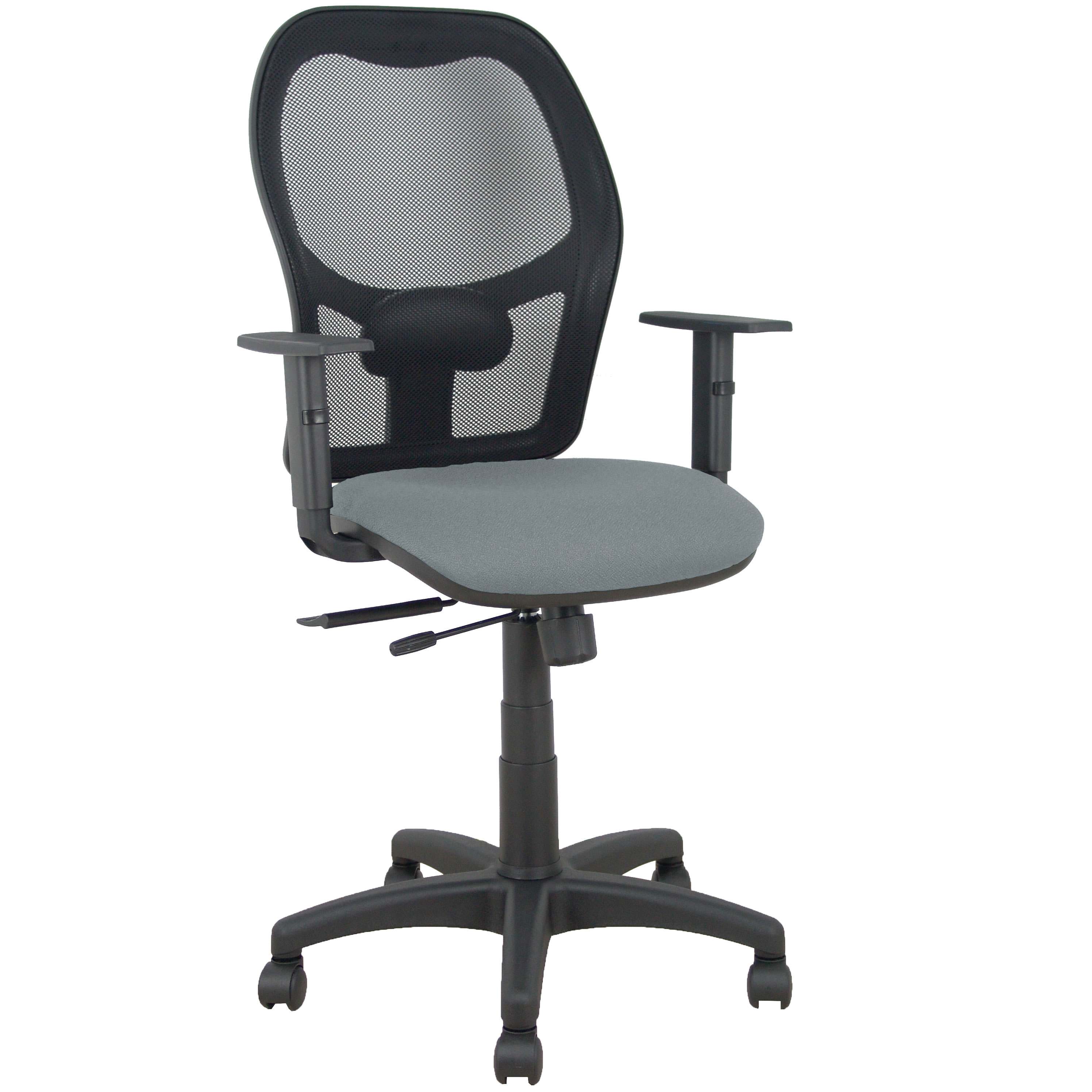 Silla Alocén traslack malla negra asiento bali gris brazos regulables