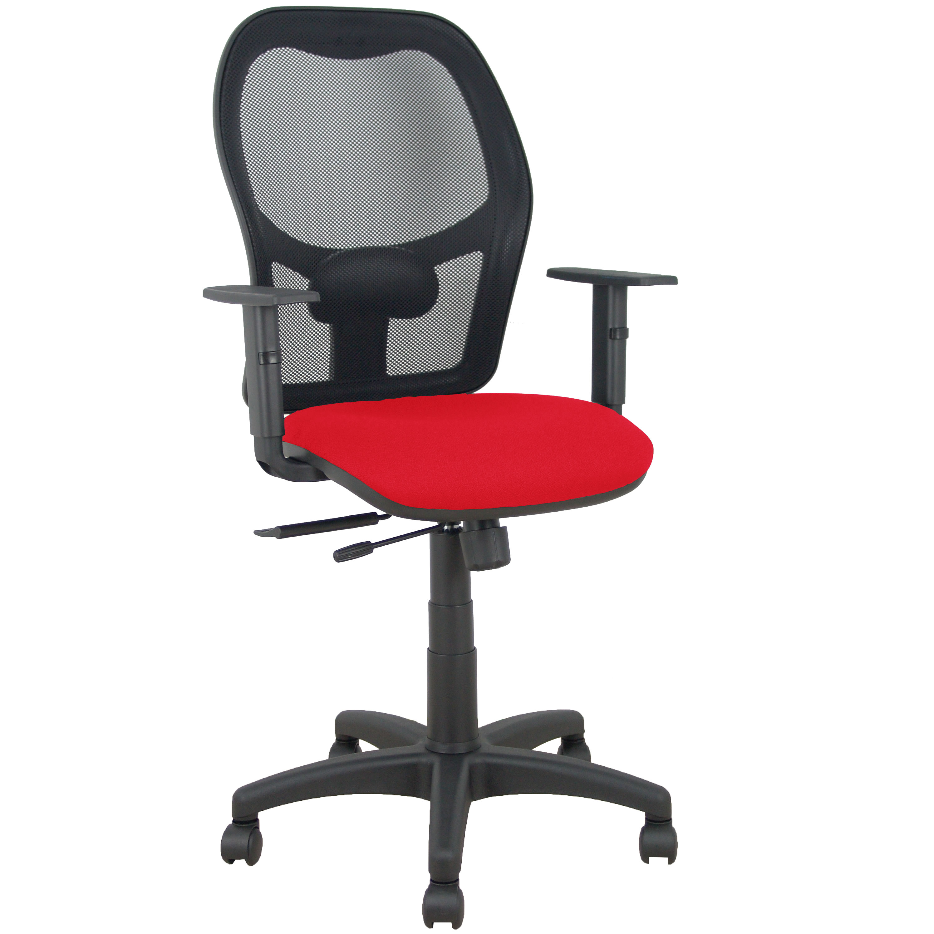 Silla Alocén traslack malla negra asiento bali rojo brazos regulables