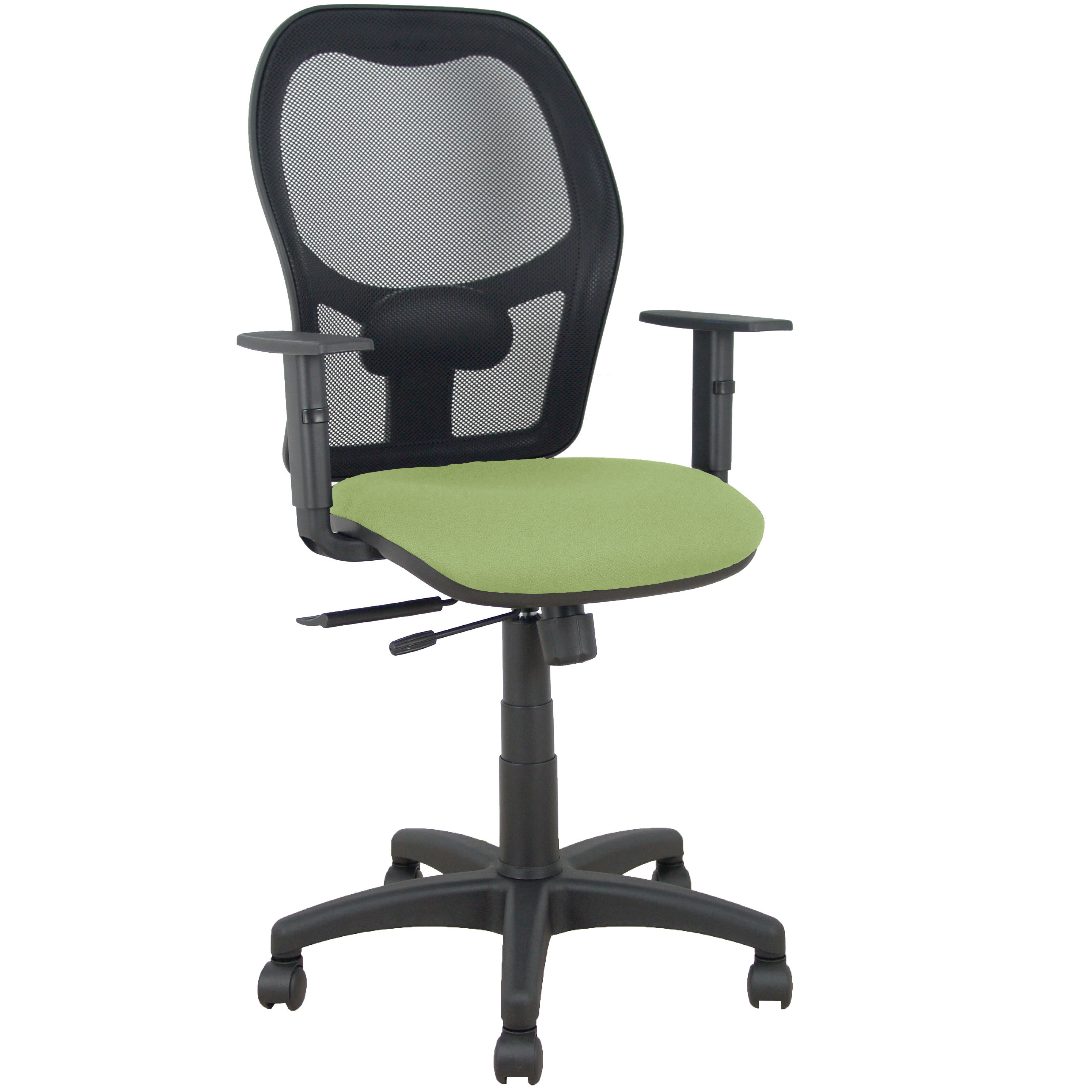Silla Alocén traslack malla negra asiento bali verde oliva brazos regulables