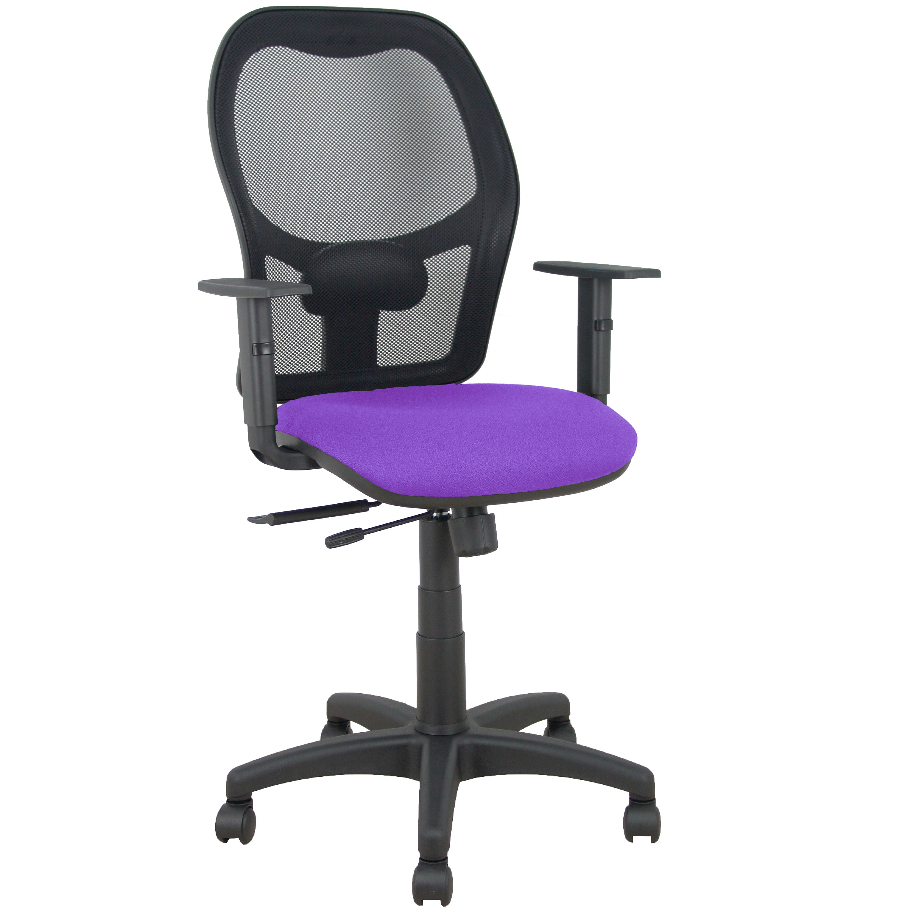 Silla Alocén traslack malla negra asiento bali lila brazos regulables