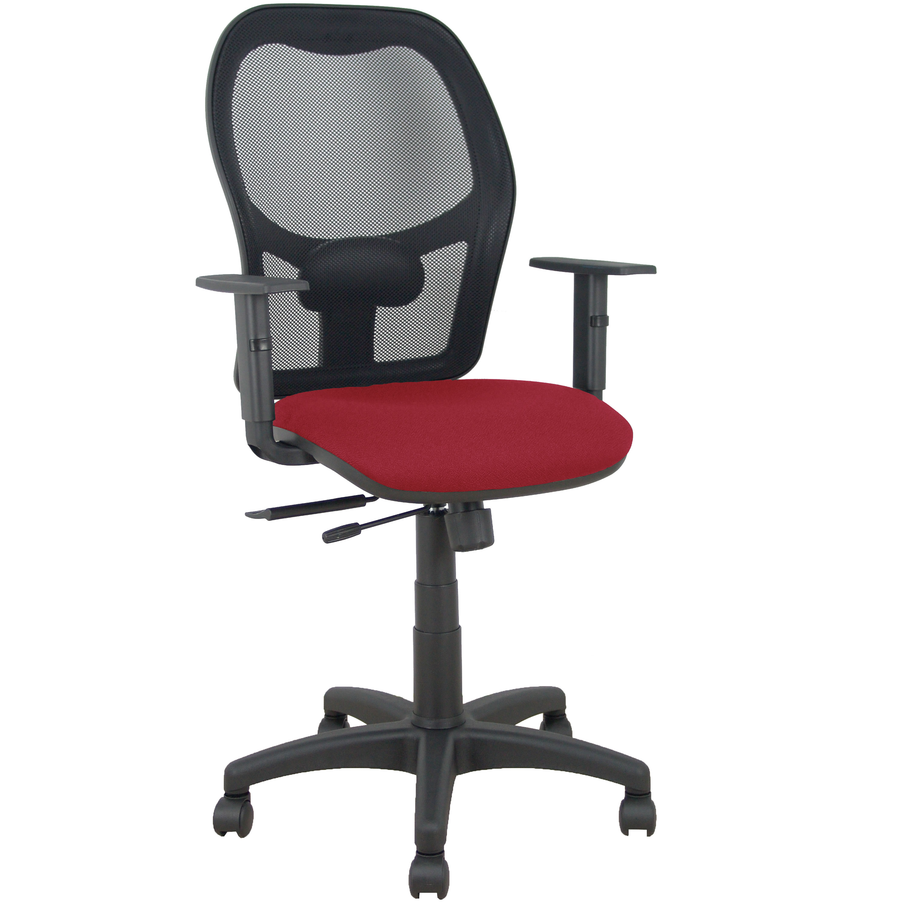Silla Alocén traslack malla negra asiento bali granate brazos regulables