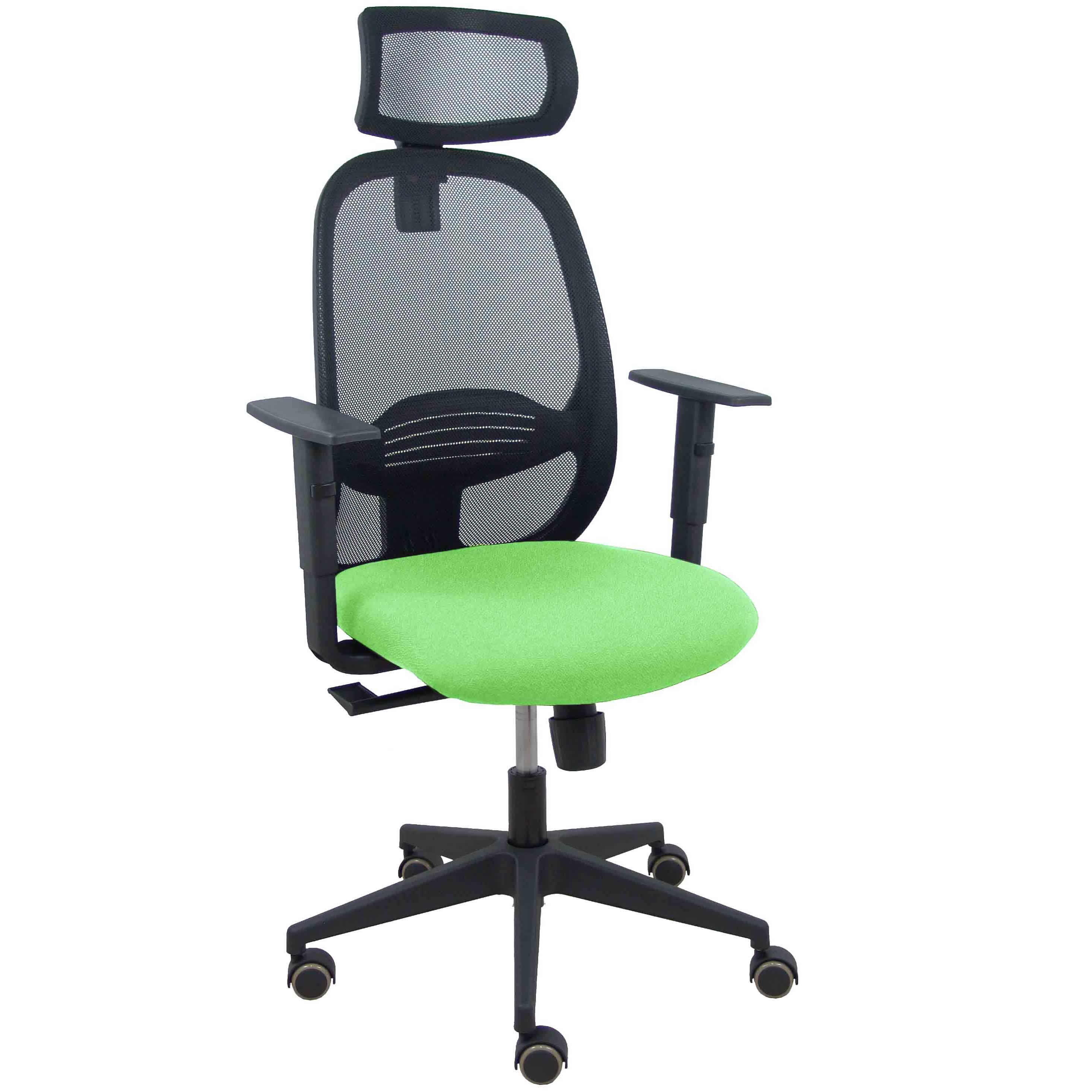 Silla Cilanco negra malla negra asiento bali pistacho brazo regulable cabecero regulable