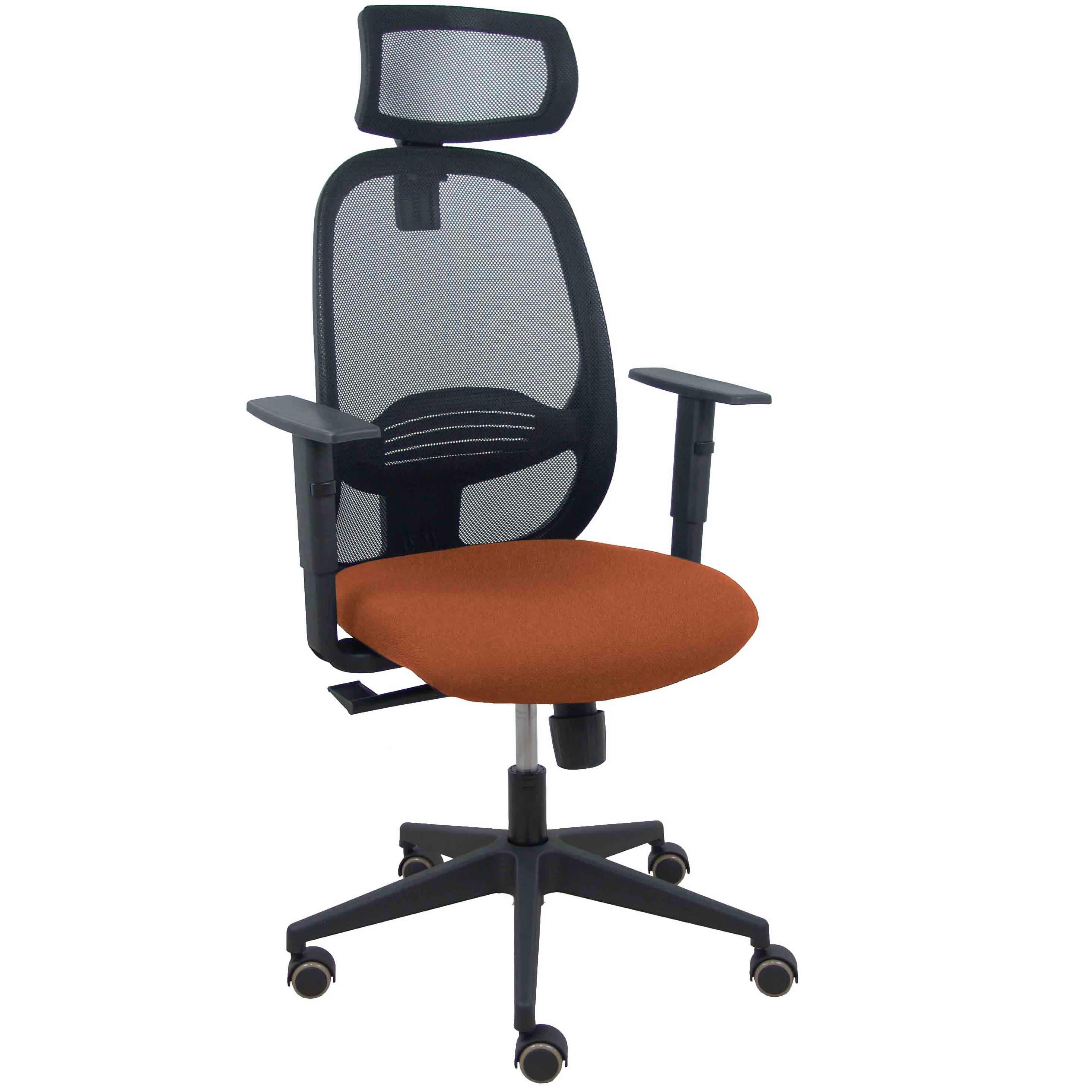 Silla Cilanco negra malla negra asiento bali marrón brazo regulable cabecero regulable