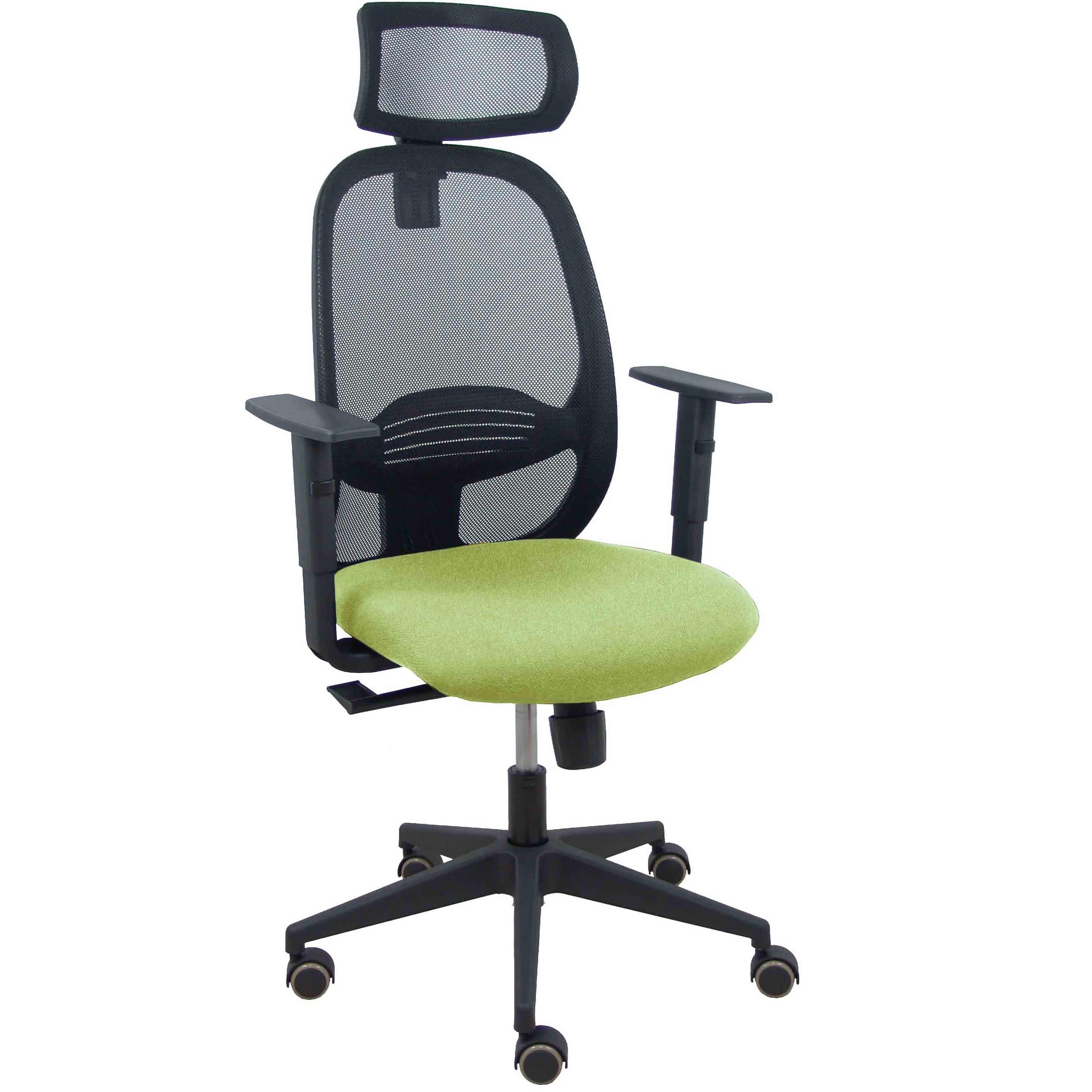 Silla Cilanco negra malla negra asiento bali verde oliva brazo regulable cabecero regulable