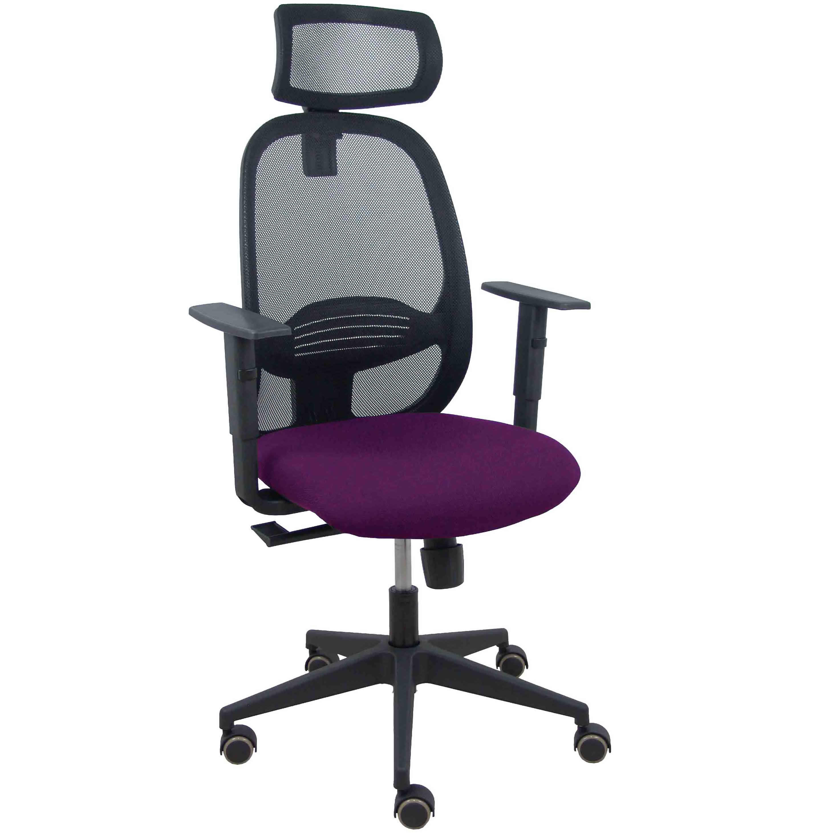 Silla Cilanco negra malla negra asiento bali morado brazo regulable cabecero regulable