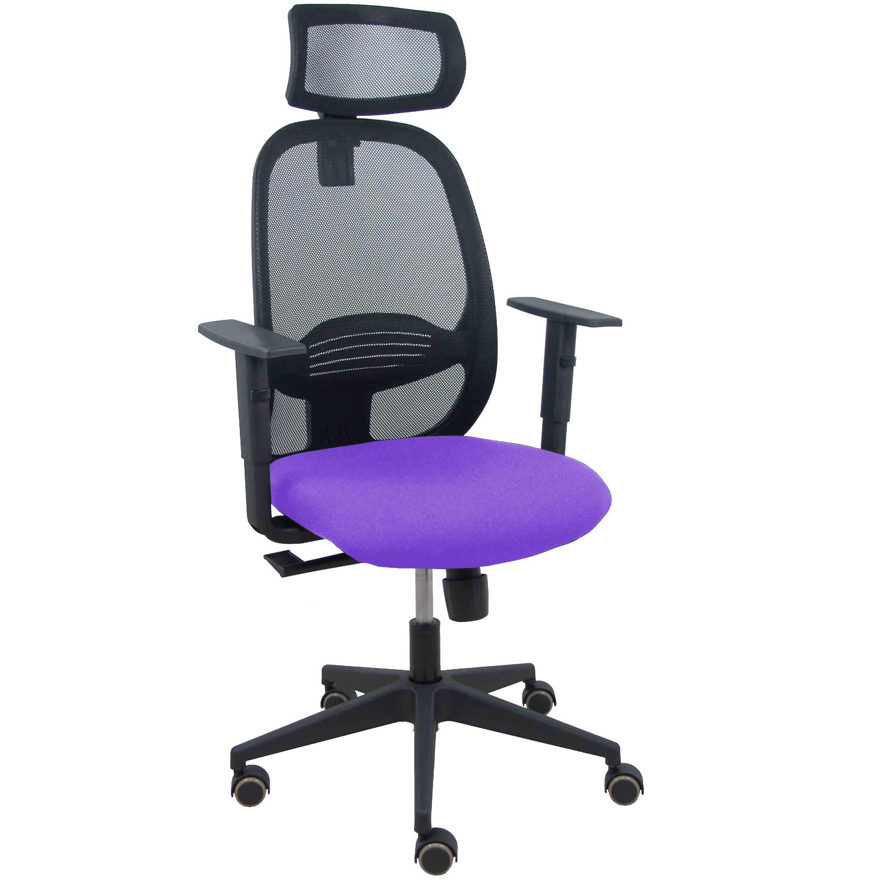 Silla Cilanco negra malla negra asiento bali lila brazo regulable cabecero regulable