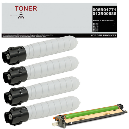 006R01771 013R00686 pack 4 toner y 1 tambor (drum) compatible con Xerox Altalink B8145 B8155 B8170 B8245 B8255 B8270