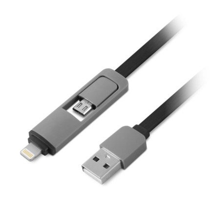 1Life 2 in 1 Flat Cable USB/MicroUSB a Lightning - Longitud de 1m