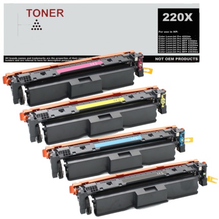 220X / 220A pack 4 toner multicolor compatible con HP W2200X W2201X W2202X W2203X