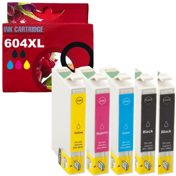 604XL pack 5 cartuchos tinta compatible con Epson T10H1 T10H2 T10H3 T10H4.