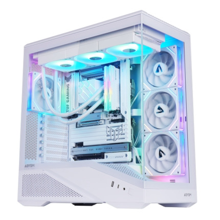 Abysm Arian Frame A400 White Caja Torre ATX, ITX, Micro ATX - Lateral y Frontal Cristal Templado - 3.5" y 2.5" - USB-A, USB-C y Audio - 4 Ventilador ARGB Instalados - Soporta Refrigeracion Liquida