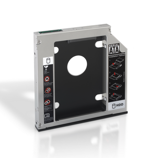 Aisens Adaptador Disco Duro de 9.5 mm para Unidad Optica Portatil de 12.7mm - Instalar un Segundo Disco Duro 2.5 o SSD en un Por
