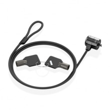 Aisens Cable de Seguridad de Acero con Cerradura de Llave - Compatible con Kensington Lock - para Ordenador, Monitor y Portatil