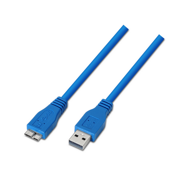 Aisens Cable USB 3.0 - Tipo A Macho a Micro B Macho - 1.0m - Color Azul