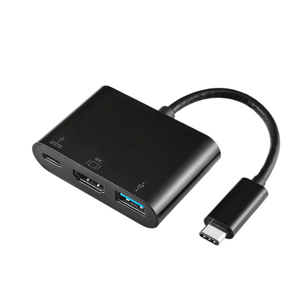 Aisens Conversor Tipo USB-C a HDMI/USB-C/USB 3.0 Tipo A - 3 en 1 - 15cm - Color Negro