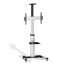 Aisens Soporte de Suelo Eco con Ruedas - Bandeja para DVD y Soporte de Camara (TV de 37â-70â) - Color Plata