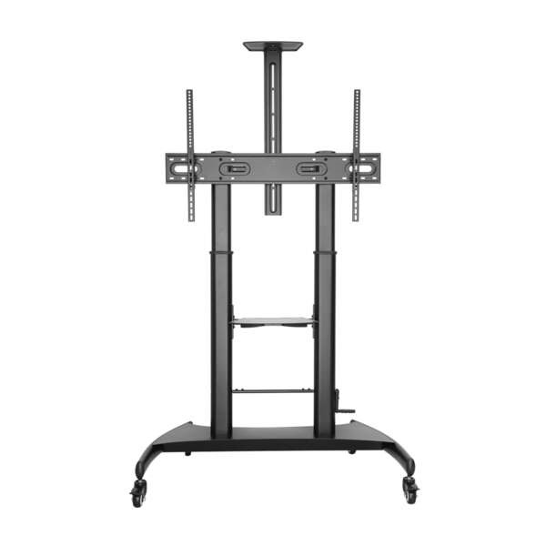 Aisens Soporte de Suelo ECO con Ruedas y Manivela - Bandeja para DVD y Soporte de Camara para Monitor/TV - Hasta 100Kg - De 60 a