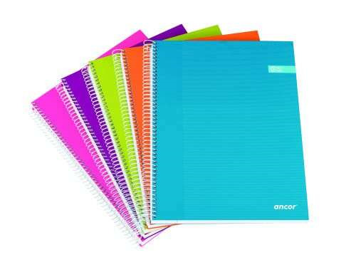 Ancor Classic Stripes Cuaderno Espiral TamaÃ±o A4 Cuadriculado 5x5mm - 120 Hojas 70gr - Tapa Dura de Carton Plastificado - Color
