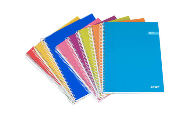 Ancor Classic Stripes Cuaderno Espiral Tamaño Folio Raya Horizontal - 80 Hojas 60gr - Tapa Dura de Carton Plastificado - Colore
