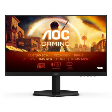AOC 24G42E Monitor 23.8" LED FastIPS FHD 180Hz - Respuesta 1ms - HDMI, DisplayPort - VESA 100x100mm - Color Negro