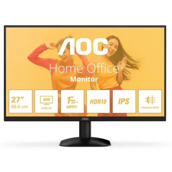 AOC Q27B35E Monitor 27" LED IPS QHD 120Hz HDR10 - Respuesta 1ms - HDMI, DisplayPort - VESA 100x100mm - Color Negro