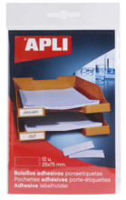Apli Bolsillos Adhesivos para Etiquetas - TamaÃ±o 25x75mm - Cambia la Informacion de la Etiqueta Segun tus Necesidades - Contien