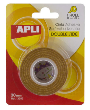 Apli Cinta Adhesiva Doble Cara 30mm x 10m - Facil de Cortar y Aplicar - Adhesion Fuerte y Duradera - Transparente Transparente