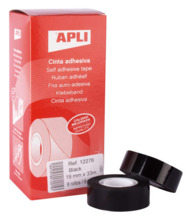 Apli Cinta Adhesiva Negra 19mm x 33m - Resistente al Agua y a la Intemperie - Facil de Cortar con las Manos - Ideal para Uso en