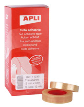Apli Cinta Adhesiva Transparente 12mm x 33m - Resistente al Agua y a la Intemperie - Facil de Cortar y Aplicar - Ideal para Manu