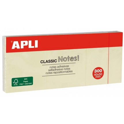 Apli Classic 3 Blocs de 100 Notas Adhesivas 40 x 50 mm - Color Amarillo