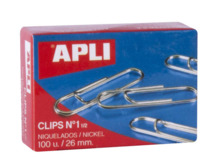 Apli Clips Alambre NÂº 1Â½ (26mm) - Acabado Niquel Brillante - Alta Resistencia a la Oxidacion - Caja con 100 Clips