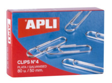 Apli Clips Alambre NÂº 4 - 50mm - Acabado Galvanizado Plata - 80 Unidades por Caja - Organiza tus Documentos
