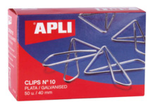 Apli Clips Mariposa Alambre NÂº 10 (40mm) Acabado Galvanizado-Plata-Organiza tus Documentos con Estilo-Caja con 50 Clips