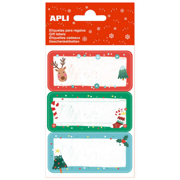 Apli Etiquetas Adhesivas Navideñas Muerdago - 9 Etiquetas Rectangulares con Cantos Redondeados - 3 Diseños Distintos - Adhesiv