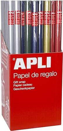 Apli Expositor de 55 Rollos de Papel Regalo Kraft - 11 Rollos por Color - Medidas del Rollo 0.70x2m - Colores Azul Oscuro, Verde