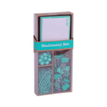 Apli Fluor Collection Set de Oficina - 25 Pins, 80 Clips de 28mm, 20 Pinzas Abatibles de 19mm y Notas Adhesivas de 100 Hojas en