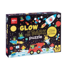 Apli Glow in the Dark Puzzle Fluorescente de 60 Piezas 6x6cm - Tematica Espacio - Efecto Fluorescente que Revela DiseÃ±os Oculto