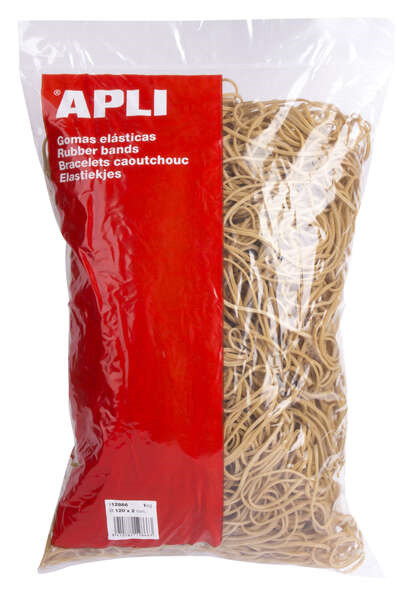 Apli Gomas Elasticas à 120 x 2mm - 1kg de Contenido - Gran Elasticidad y Resistencia - 70% de Caucho Natural