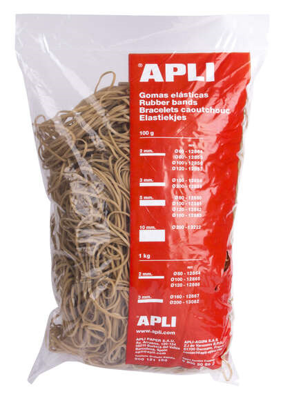 Apli Gomas Elasticas à 80 x 2mm - 1kg de Contenido - Gran Elasticidad y Excelente Resistencia - 70% de Caucho Natural