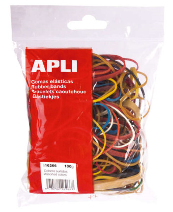 Apli Gomas Elasticas Surtidas - Contenido 100g - Gran Elasticidad y Resistencia - 70% Caucho Natural