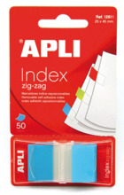 Apli Indices Adhesivos Film Zigzag 45x25mm Dispensador de 50 - Faciles de Aplicar - DiseÃ±o Zigzag - Adhesivo de Calidad - Azul