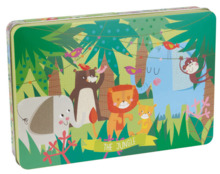 Apli Kids Puzzle Tematica La Jungla de 24 Piezas de 8x8cm - Caja Metalica Rectangular - Facil Manejo - Desarrollo de Habilidades