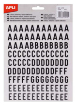 Apli Letras Adhesivas de Palo Mayusculas - Altura 15mm - Pack de 4 Hojas con 468 Letras - Color Negro