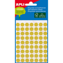 Apli Minibolsa de 288 Etiquetas Redondas Ã 8mm - 3 Hojas por 96 Etiquetas - Adhesivo Permanente - Color Amarillo