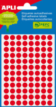Apli Minibolsa de 288 Etiquetas Redondas Ã 8mm - 3 Hojas por 96 Etiquetas - Adhesivo Permanente - Color Rojo Fluor