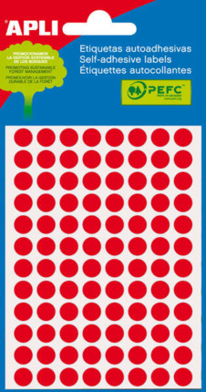 Apli Etiquetas Minibolsa Rojo Fluorescente Ø 8.0mm 3 Hojas